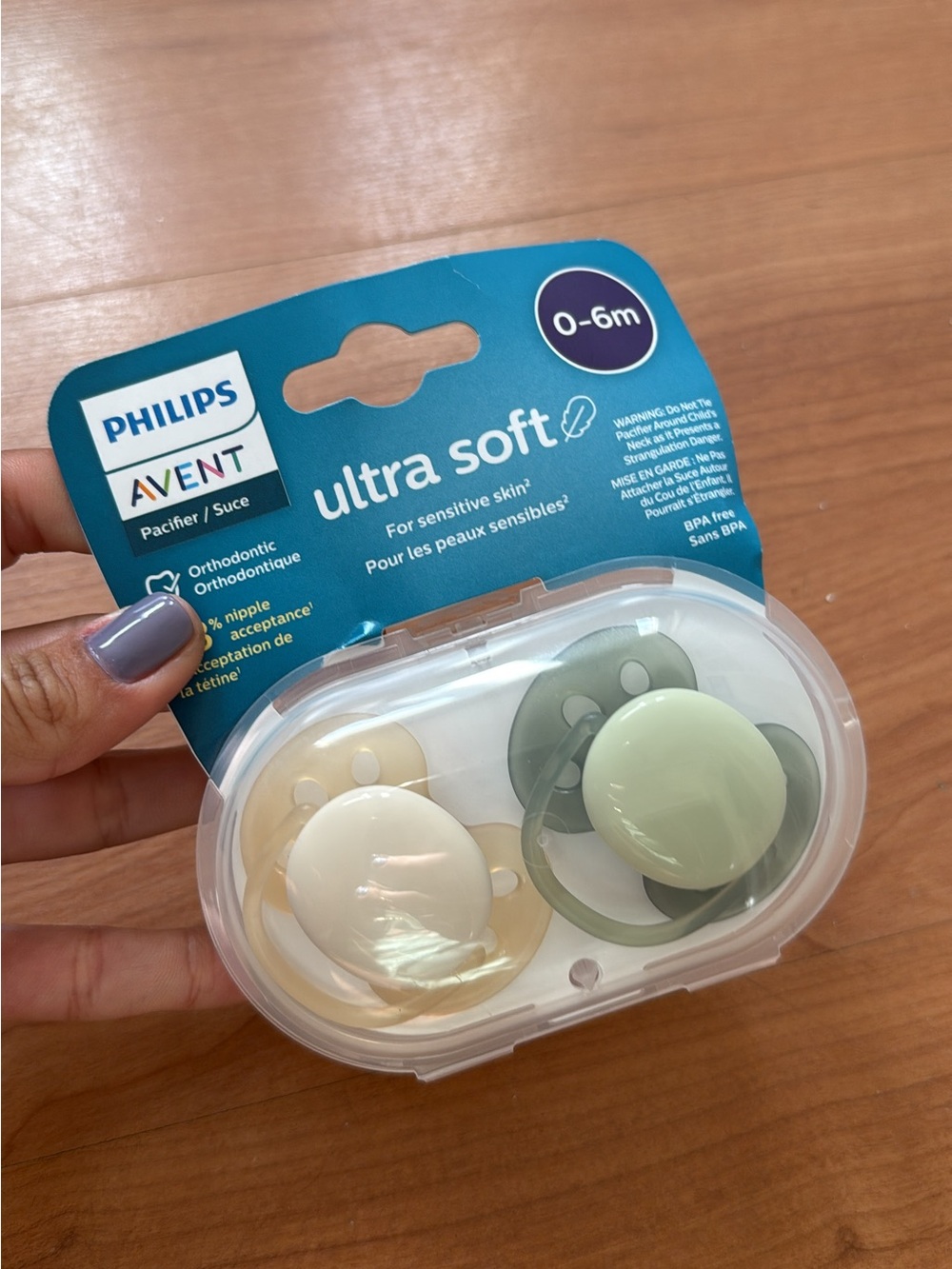 Philips Avent Ultra Soft Pacifier Duo - Cream & Sage Green (0-6m)